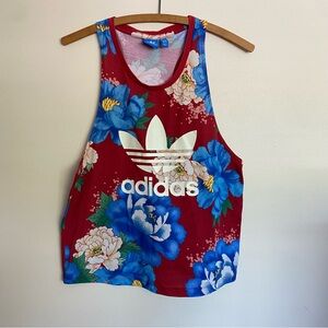 Adidas x FARM Rio Chita Size M Vest Top Red Floral Tank Vest T Shirt UK Size 14